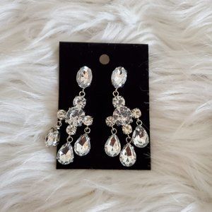 SILVER CHANDELIER EARRINGS/PENDANT WITH  PEAR SHAPED CZ STONES